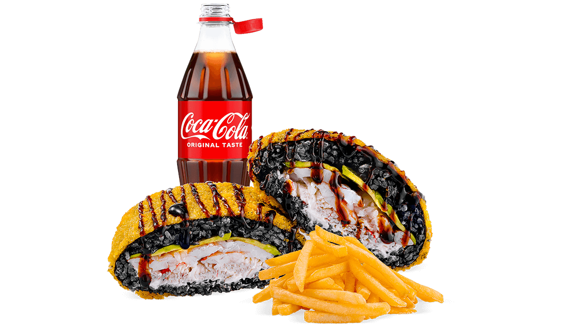 Set combo Gourmand cu sushi burger Black, cartofi prăjiți și cola în Chișinău