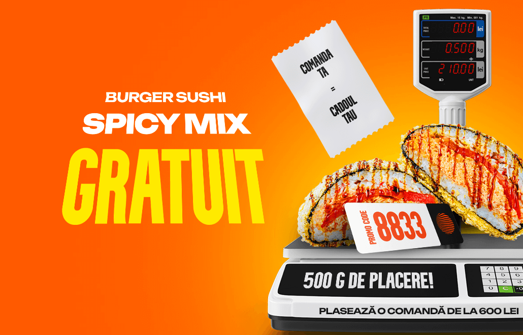 Sushi burger Spicy Mix cadou la comandă de la 600 lei în Chișinău