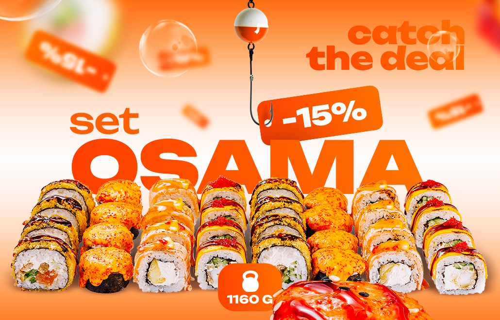 OSAMA Sushi Set 15% Off in Chișinău – 4 rolls x 8 pcs